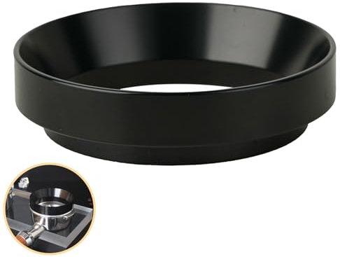 54mm Espresso Dosing Funnel,Espresso Dosing Ring,Aluminum Coffee Dosing Ring with Magnetic Compatible Fits 54mm Espresso Portafilter-Prevents Powder Splashing(Black)