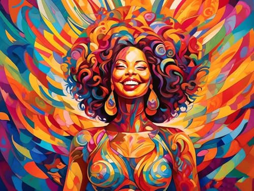 Diamond Art Painting Kit, Colorful Women Diamond Painting Kits for Adults, DIY Diamond Art Full Drill Rhinestone Cross Stitch Embroidery Crystal Art Pictures Home Wall Christmas Decor 20x16inch B-6000