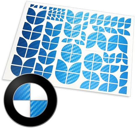 Aufkleber passend für BMW Zeichen Emblem am Auto oder Motorrad 130 TLG. (3D Carbon blau)