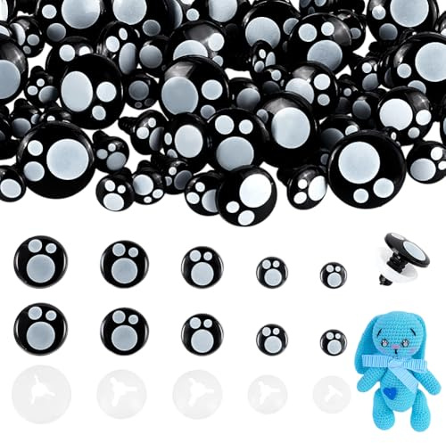 AHANDMAKER 70 Set Kawaii Augen Cabochons Sicherheitsaugen Für Bastelpuppen 10 20mm Gefüllt Zum Basteln Schwarze Sicherheitsaugen Aus Kunststoff Zum Häkeln Mit Unterlegscheiben Zum Basteln von Bären
