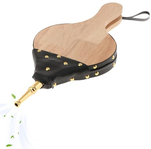 Large Manual Wooden Blower - Easy for the Fireplace | Ignition Tool for BBQ Stove | Sturdy Wooden Handle & BBQ Bellows, Indoor & Outdoor Fire Pit