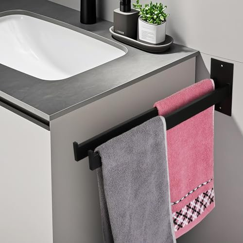 Wusboo Toalleros de Baño Sin Taladro Doble Barra, Toallero Sin Taladrar de Acero Inoxidable, Instalación Adhesiva o con Tornillos, Barra Doble con Diseño Anticaídas, Toallero Pared Apto para Baño