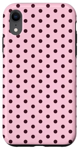 Pink and Maroon Polka Dot Vintage Boho Aesthetic Cute Girly Case for iPhone XR