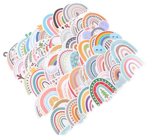 KICHOUSE 100pcs Small Rainbow Stickers for Water Bottle Car Suitcase Scrapbook Bohemian Decorative