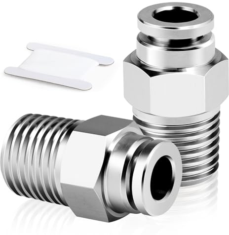 ERGAOBOY 2 pezzi 6 mm diametro esterno tubo x 3/8 filettatura BSP maschio filettatura diritta in acciaio inossidabile 304 raccordi a innesto rapido Raccordo pneumatico a innesto rapido