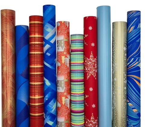arkamii 10 Rollen Geschenkpapier 2m x 70cm Geschenkpapier pro Verpackung Weihnachten (R21)