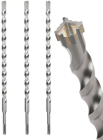 MOXPIFY 3PCS 16mm SDS Masonry Drill Bit 360mm Long for Reinforced Concrete | Brick Walls, 16 mm Hammer SDS Plus Drill Bit (16mm x 360mm x 3)