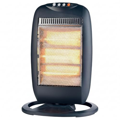 BRICOZONE Stufa Alogena Oscillante 1200W Con Tre Livelli Di Riscaldamento Oscillazione A 70 Gradi Riscaldamento Rapido A Basso Consumo Sistema Anti Ribaltamento Maniglia Integrata Per Casa Ufficio