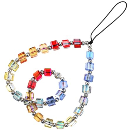 Ymapinc Beaded Camera Wrist Strap, Colorful Crystal Shiny Rainbow Lanyard for Phone Chain Cute Digital Camera Wrist Strap, Handbag Gift for Women