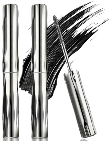 2Pcs Facelove Iron Eye Mascara, Iron Eye Mascara,3D Curling Eyelash Iron, Waschbare Metal Wand Mascara, 3D Metal, Wimperntusche Wasserfest, Natürlich Wasserdicht Schwarz