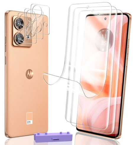 Rniidaaz 3+3 Piezas Protector de Pantalla para Motorola Edge 40 Neo, Autocuración Film HD Flexible Protección de Película y Cristal Templado de Lente, Instalación Fácil, Antiarañazos, Antihuellas