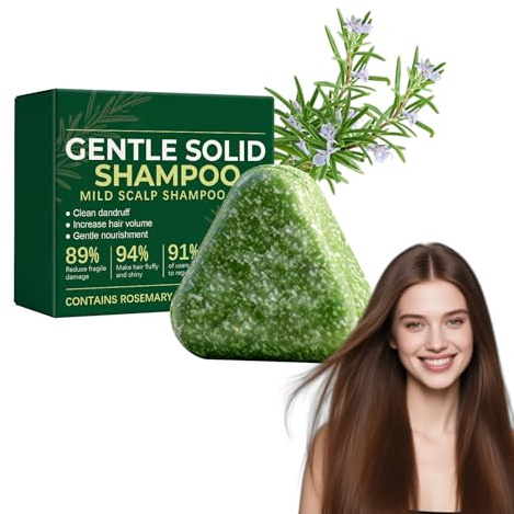 Rosmarin & Aminosäuren Strengthening Solid Shampoo Bar, Korean Scalp Revival Bar, Rosmarin Haarwachstum Shampoo Seife für dünner werdendes & feines Haar, Clarifying Scalp Cleanse Volumize (1Stück)