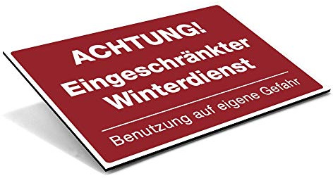STEMPEL-FABRIK Achtung Glatteis Schild – Alu-Verbund 300x200 mm, Signalrot | Rotes Alu-Verbundschild mit Eisglätte-Symbol – eingeschränkter Winterdienst, 300 × 200 mm, wetterfest