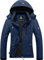GEMYSE Damen Wasserdichte Berg-Skijacke Winddichte Skijacke Fleece Outdoor-Winterjacke mit Kapuze (Navy,M)