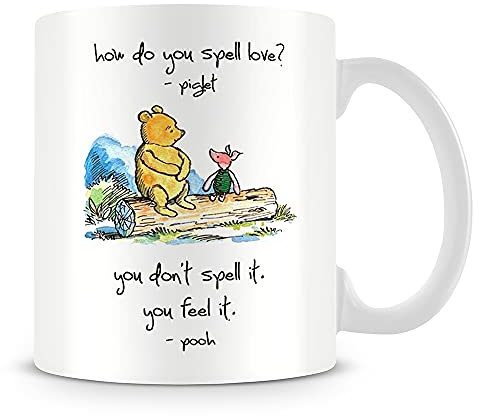 Giftme How Do You Spell Love? You Don't Spell It Quotes Birthday Valentines Coffee Tea Mug Unique 11oz White Ceramic Mug.