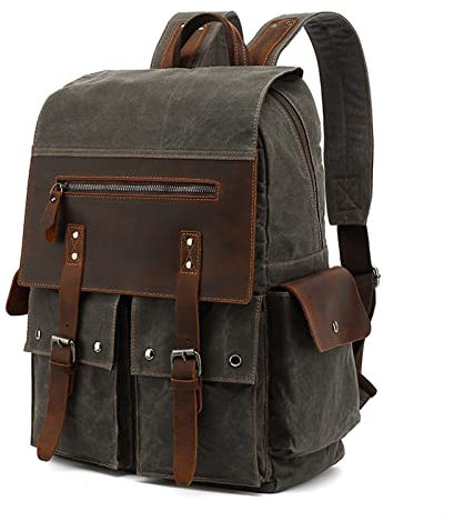XIXIDIAN Mochila de Lona Vintage for Hombres Mochila de Cuero Knapsack Mochila de 14 Pulgadas Laptop Tote Satchel School Hombro Mochila (Color : B, Size : 40x32cx15cm)