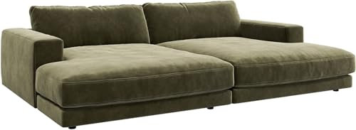 DELIFE XXL-Sofa Cubico Samt Olive 290x170 cm Big-Sofa