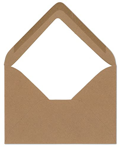 100 DIN B6 Briefumschläge Kraftpapier Braun mit weißem Seidenfutter - 12,5 x 17,5 cm - 120 g/m² Nassklebung Matt ohne Fenster von Ihrem Glüxx-Agent