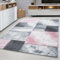 Muratap Hawaii Teppich - Warmer Kurzflor Teppich Klassich Orient Atmosphärisch Wohnzimmer Deko Blöcke Karo Design für Fußbodenheizung geeignet - 160x230 cm - Farbe: Rosa/Grau