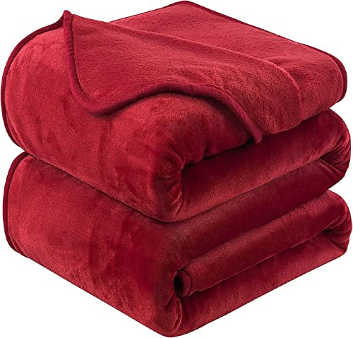 HOZY Plaid Coperta Pile Matrimoniale Antistatica - Super Morbido Coperta leggera e Calda - Adatta per Copriletto Copriletto e Copridivano - Rosso Grande 130x150cm