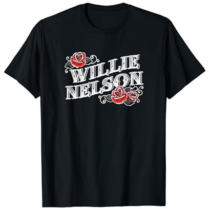 Offizielles Willie Nelson Red Rose T-Shirt