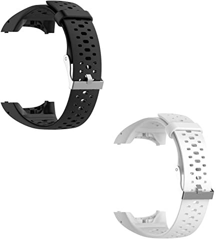 KAREN66 2 Stück Armband Kompatibel mit Polar M400/M430 Wechselarmbänder M400 M430 Uhrenarmband Sport Silikon Wechselarmband Ersatzarmband (Schwarz+Weiß)