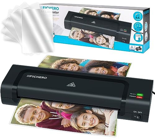 Silvergear® Laminiergerät A4 | Laminiermachine mit 5 Laminierfolien | Schnelles Aufwärmen | Laminator Ideal für Büro, Schule, Fotos | Laminieren bis zum Format A4 | A5 | A6 - Schwarz