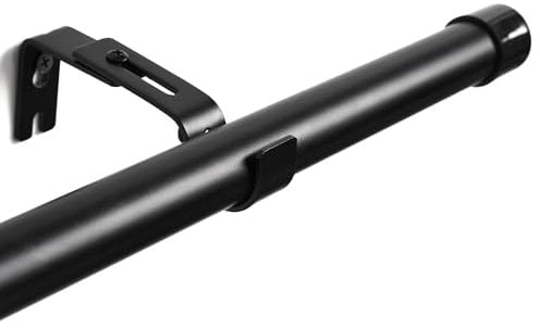 Deconovo 25mm Extendable Curtain Poles Set 76-157cm, Black Curtain Pole with Brackets, Basics Adjustable Curtain Poles for Eyelet Curtains, 76-157cm, Black