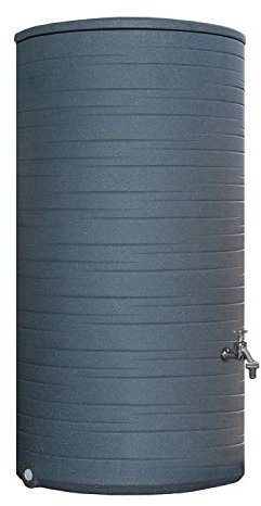 Regentonne grau Regenwassertank Novara 280L UV-witterungsbeständigem Material. Regenwassertonne kindersicherem Deckel und hochwertigen Messinggewinde