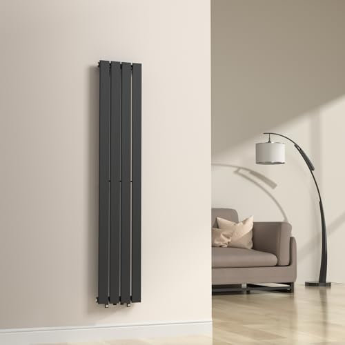 [neu.haus] Termosifone da Parete Radiatore Design Riscaldamento ad Acqua Calda Termoarredo a Pannello Singolo con Elementi Piatti 160 x 30 cm - Nero