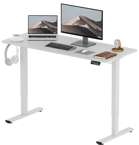 SANODESK Höhenverstellbarer Schreibtisch 120x60 cm, Schreibtisch Höhenverstellbar Elektrisch Ergonomischer Steh-Sitz Tisch Computertisch mit Memory-Funktion(Weiß)