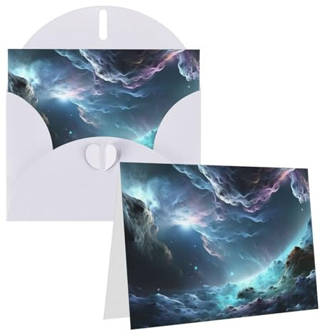 JHLMN Grußkarten, 3D-Grafik, Universum, Weltraum, Dankeskarten mit Umschlägen, Happy Birthday-Karte, personalisierbar, Perlpapier, Hochzeitskarte, 10,2 x 15,2 cm, leere Notizkarten für Partys und alle