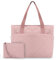 Kasgo Cabas Femme, Grand Poches Multiples Set de Sac Fourre Tout Matelassé Léger 15,6 Pouces Sac Ordinateur Femme Tote Bag Zippée avec Pochette pour Travail Voyage École Rose