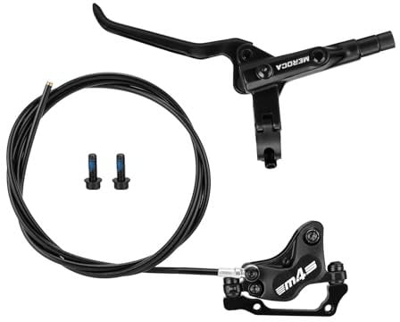 TINGSING Hydraulisches Scheibenbremsen-Set, Mountainbike, 4-Kolben, beidseitig, V-Bremse vorne und hinten, 850 mm/1550 mm, Kabel/Bremssättel/Hebel (Hinterradbremse)