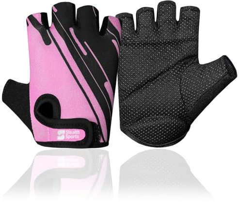 Stealth Sports Gants d'haltérophilie antidérapants avec protection complète de la paume, gants d'entraînement légers pour gym, cyclisme, équitation, escalade, randonnée, camping (rose, taille XS)