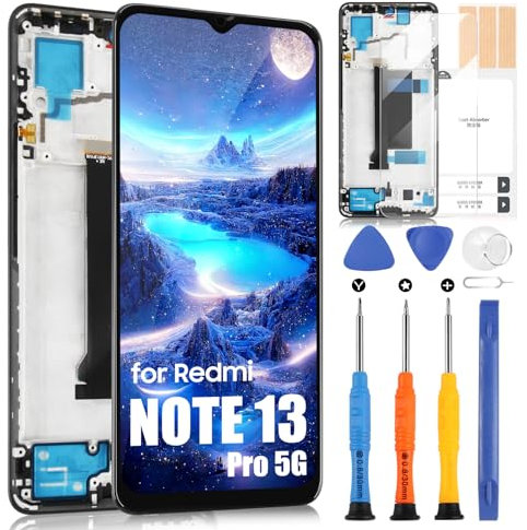 Display pour Redmi Note 13 Pro 5G LCD Ecran pour Xiaomi Redmi Note 13 Pro 5G 2312DRA50G 2312CRAD3C Écran de Rechange pour Redmi Note 13 Pro 5G LCD Complet avec Réparation Kit (Noir avec Cadre)