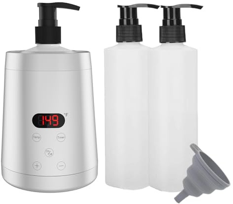 Professioneller Massageöl-Wärmer Gerät–Elektrischer Flaschenwärmer mit Temperatureinstellung,Stufenloser Erwärmer von 0 bis 65 °C & 24h-Timer–360° gleichmäßige Wärme für Schönheitssalon-Silber