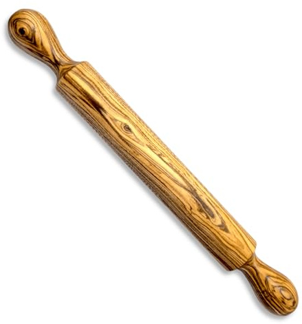 Stilux® Premium Nudelholz aus Olivenholz 40 cm, Hochwertiger Teigroller Backzubehör,Teigrolle Ausrollstab Wellholz Nudelwalker für perfektes Backen