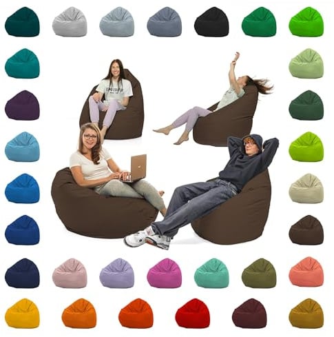 GlückBean Sitzsack XXL – Beanbag für Kinder & Erwachsene – In & Outdoor geeignet – Wasserabweisend & pflegeleicht – Gefüllt mit hochwertigen EPS-Perlen – Ideal zum Gaming & Entspannen (Braun, XXL)