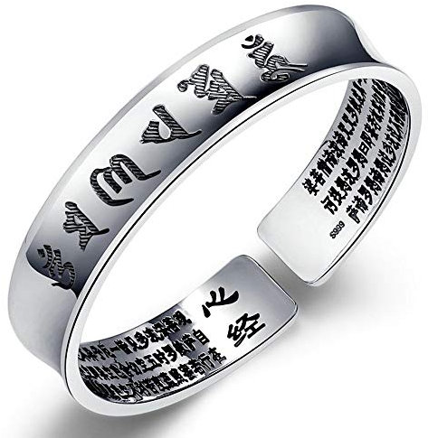 Onefeart 999 Silver Bangle Für Damen Armband Für Mädchen Buddhistische Schriften Chinesischer Nationalstil