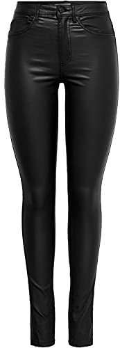 ONLY Women's Onlroyal Hw Sk Rock Coated Pim Noos Skinny Jeans, Grey (Black), W30/L30 (Manufacturer size: Large)