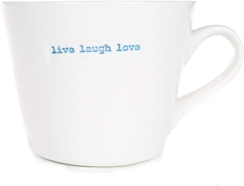 Keith Brymer Jones - Word Range - Standard Ceramic White Mug - live laugh love - 350ml - Gift Boxed