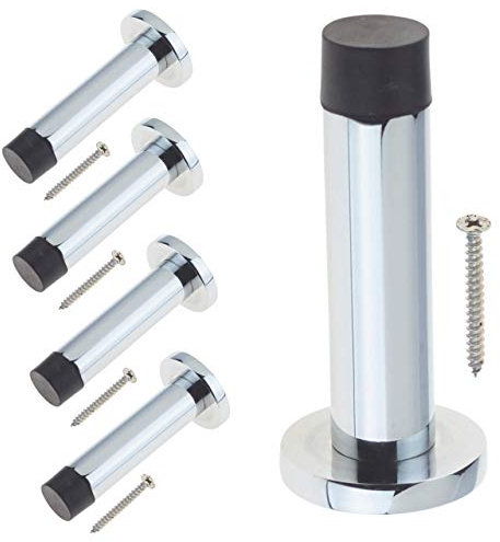Door Stop | Projection Wall Door or Skirting Mounted | Polished Chrome | Pack of 5