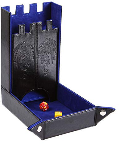 Forged Dice Co. Draco Castle Faltbare Würfelablage und Würfelturm - Faltbare DND Würfelablage und Würfel Rolling Tray Tower - Perfekt für Dungeons and Dragons RPG und Tabletop Gaming - Blau