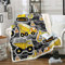 Homewish Jungen Bagger Throw Decke 150×200, Traktoren Sherpa Decke Ausrüstung LKW Plüsch Bettdecke für Kinder Mädchen Kinder, Baufahrzeuge Fleece Fuzzy Decke, grau gelb
