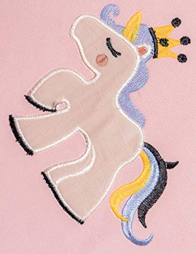 Lactraum Vorhänge Kinderzimmer Mädchen Prinzessin Bestickt Einhorn Regenbogen Wolke Krone Rosa Blickdicht Mit Kräuselband 145 x 245 cm (BxH)