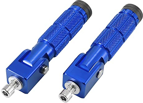 Motoforti 1 paire de repose-pieds arrière pliables universels en alliage d'aluminium de 8 mm pour moto, repose-pieds pour pédale, vélo - Bleu