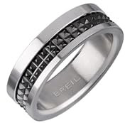 Breil - Herrenring Joint Collection TJ3052 - Herrenschmuck - Stahlring für Herren mit Nieten aus Mattschwarzem Stahl