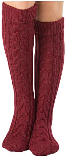YAMEE Kniestrümpfe Damen Winter Strick Strümpfe, Knie-Lange Socken Stulpen für Damen Gestrickt, Stiefelstrümpfe Legwarmers für Damen 1 Paar