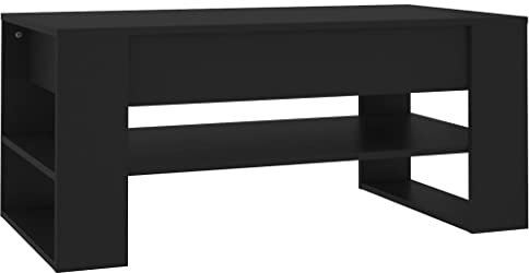 vidaXL Couchtisch Beistelltisch Wohnzimmertisch Kaffeetisch Sofatisch Teetisch Tisch mit Ablage Wohnzimmer Schwarz 102x55x45cm Holzwerkstoff